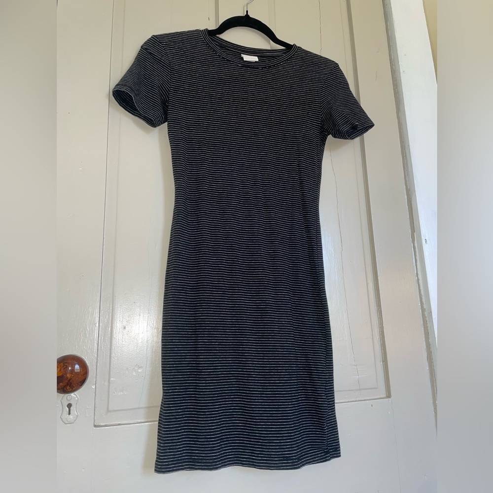 H&M Black White Striped Sheath Mini Dress Bodycon Grunge Punk Summer Y2K Cute